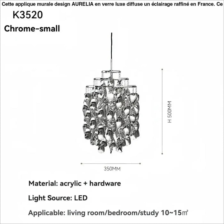 Suspension luxe acrylique dorée design moderne led raffiné