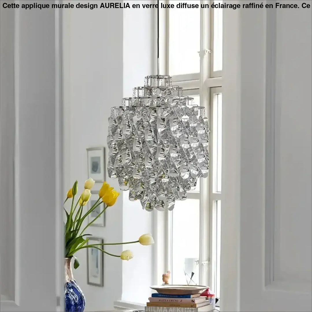 Suspension luxe acrylique dorée design moderne led raffiné