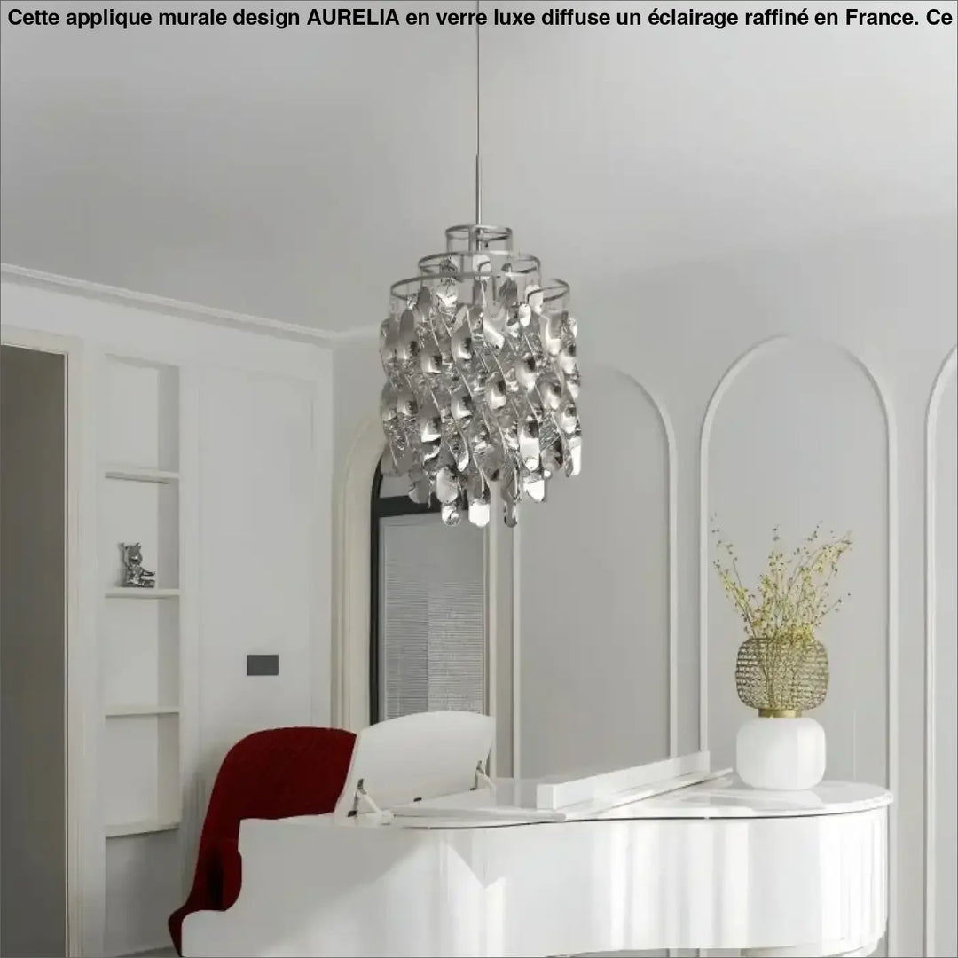 Suspension luxe acrylique dorée design moderne led raffiné