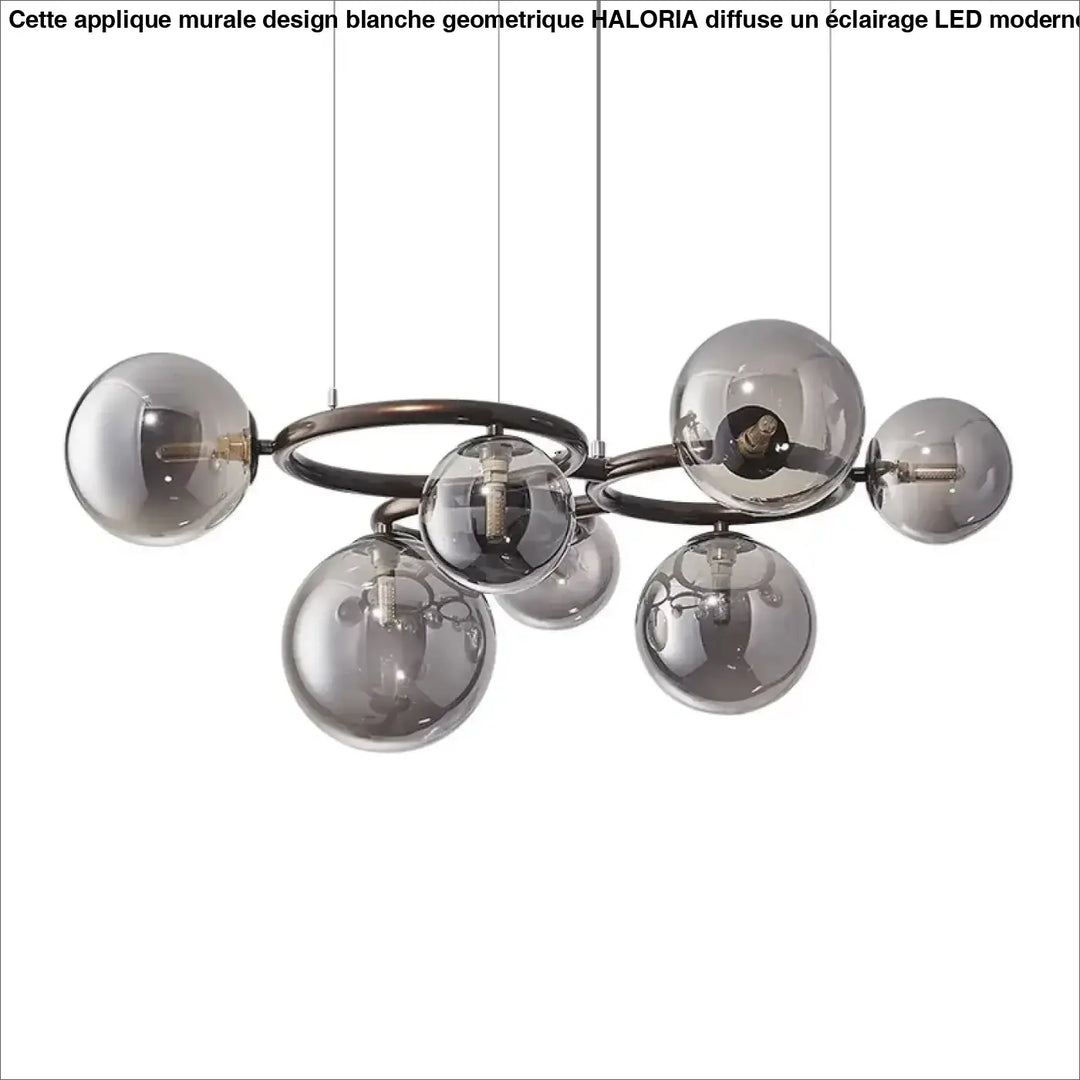 Suspension luminaire à boules de verre gris fumé design raffiné