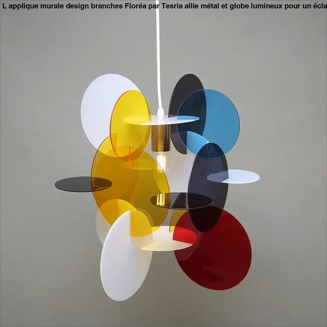 Suspension luminaire artistique en cercle coloré