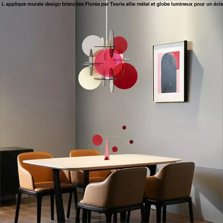 Suspension luminaire artistique en cercle coloré