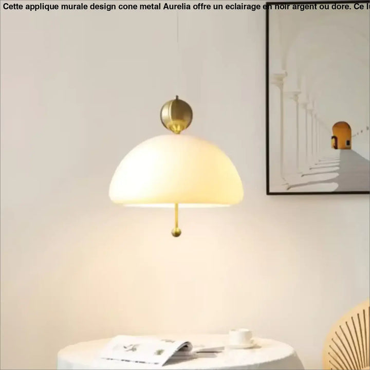 Suspension Luminaire Verre Demi Globe Blanc Et Finitions Couleur