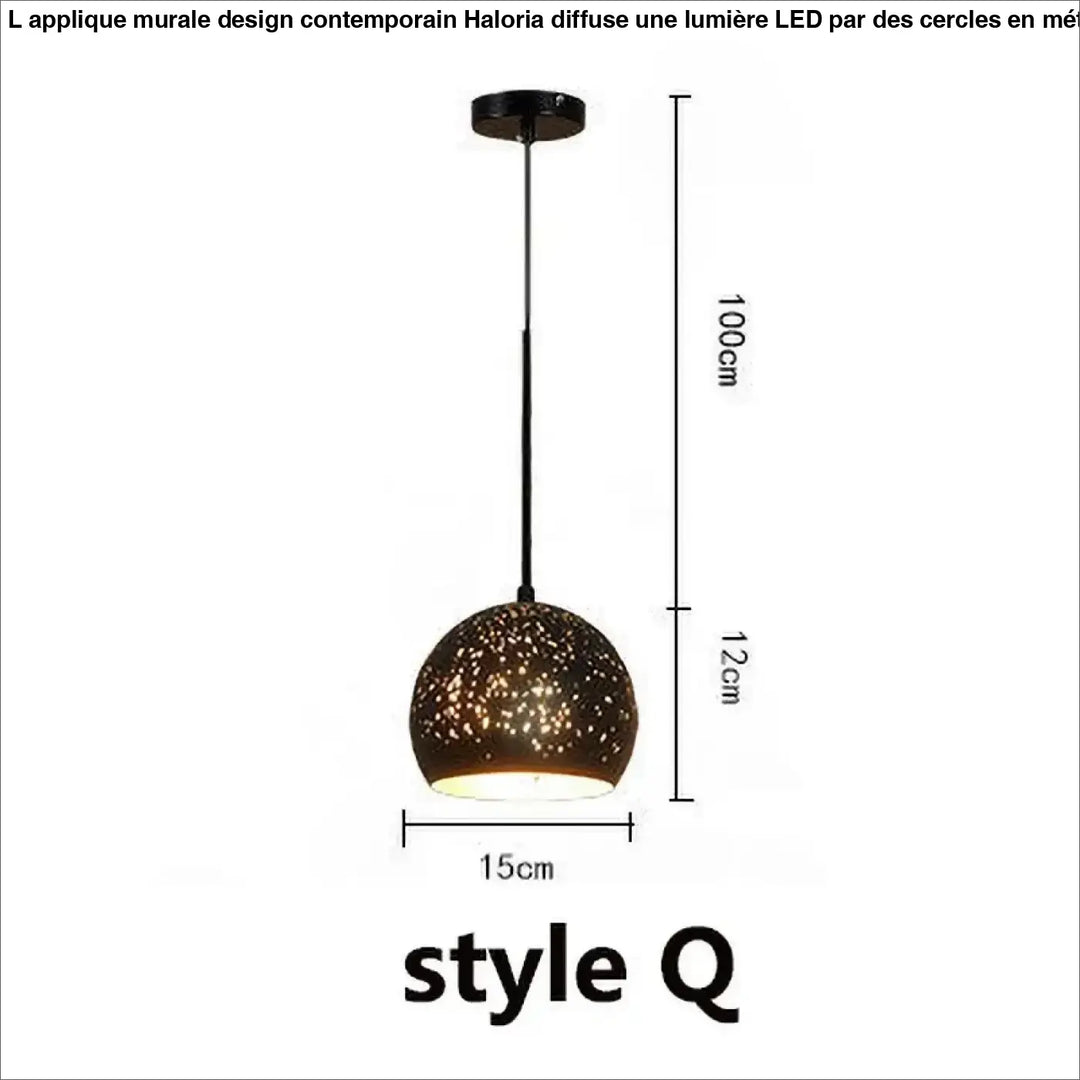 Suspension design artistique noir mat lumière dorée moderne
