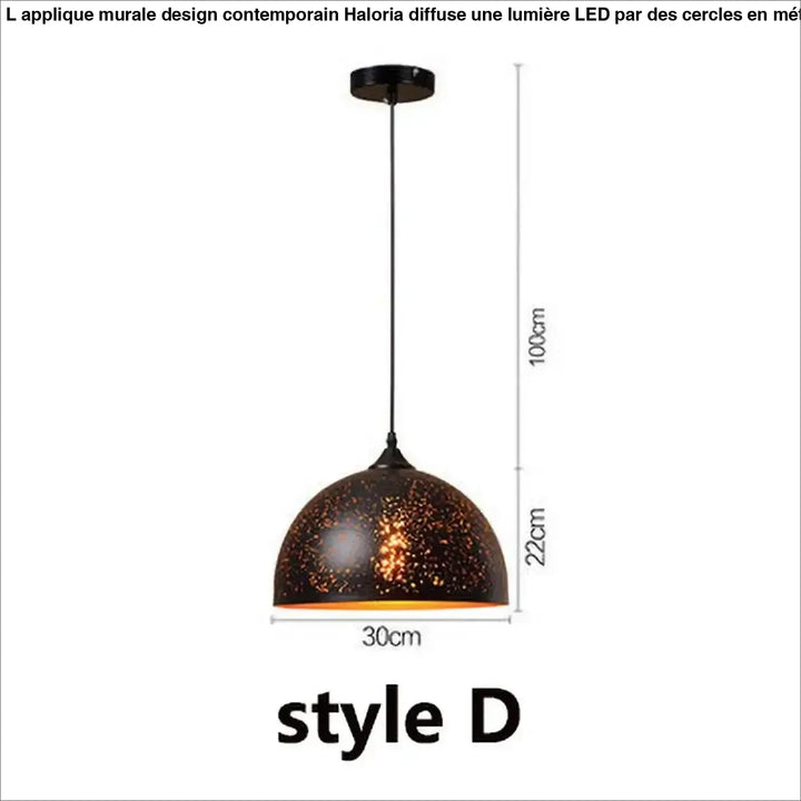 Suspension design artistique noir mat lumière dorée moderne