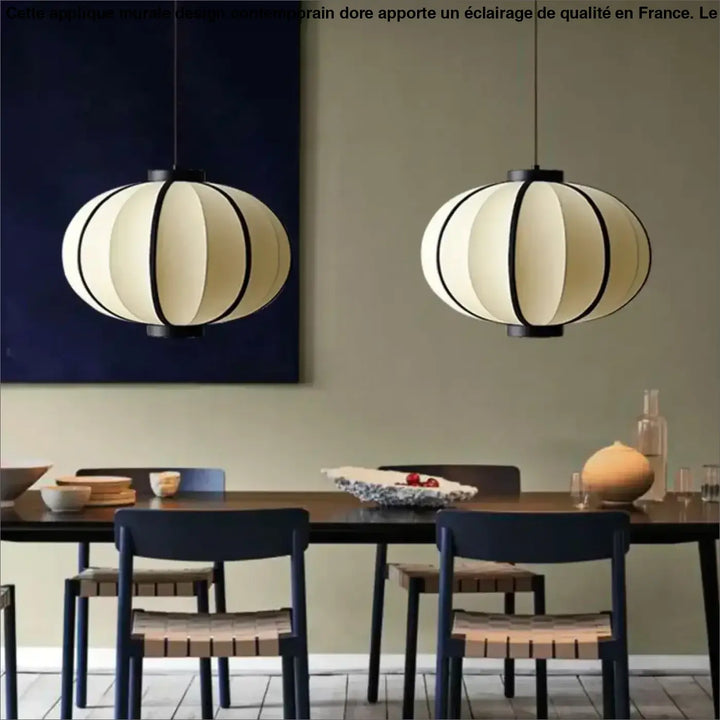 Suspension minimaliste en tissu écru style beige élégant