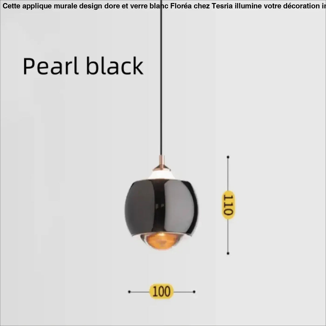 Suspension luminaire moderne boule métal noir et doré chic
