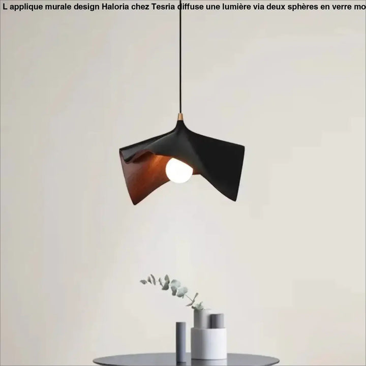 Suspension luminaire contemporaine avec finition bois