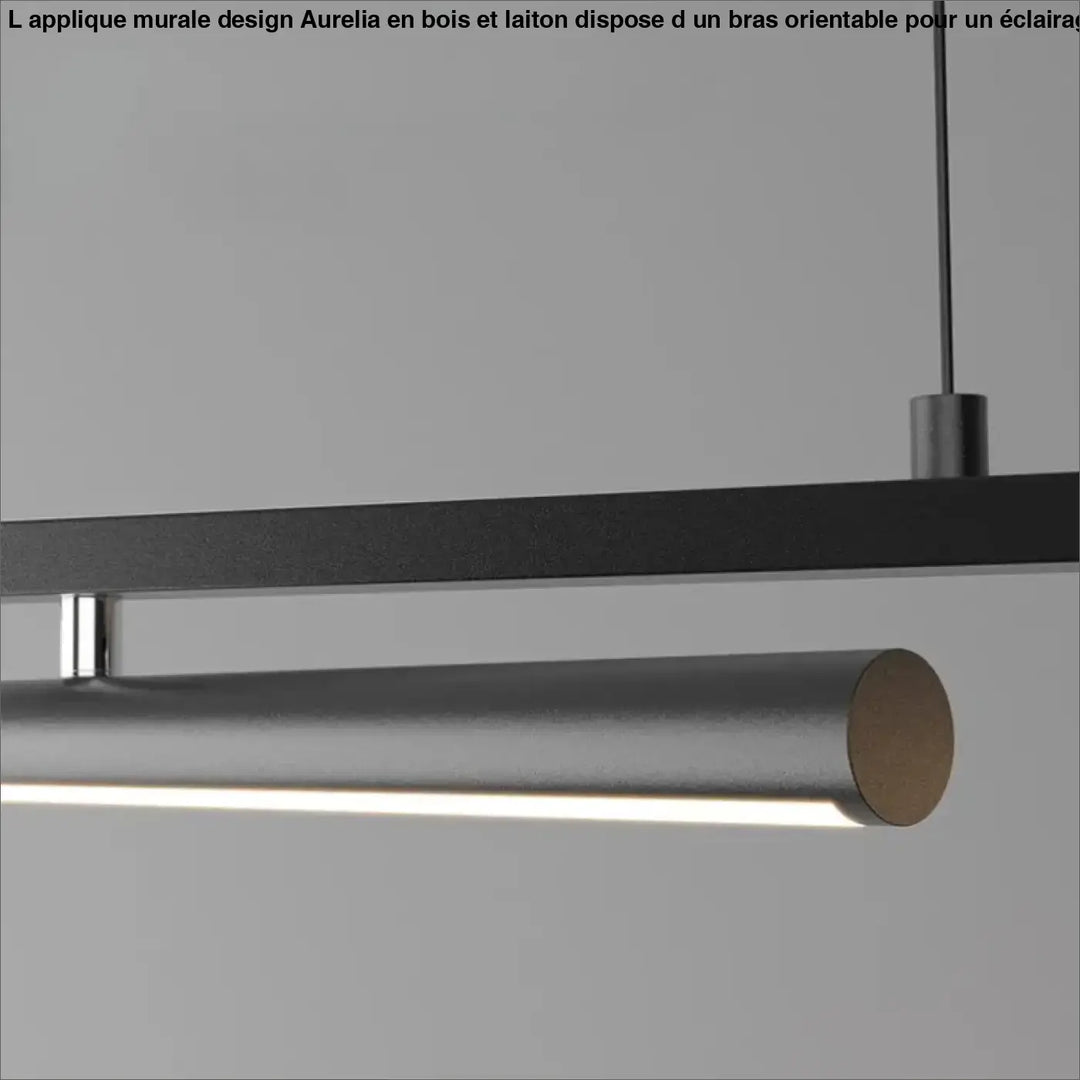 Suspension luminaire shap y moderne en métal brossé noir avec design cylindrique diffuse une lumière blanche chaude