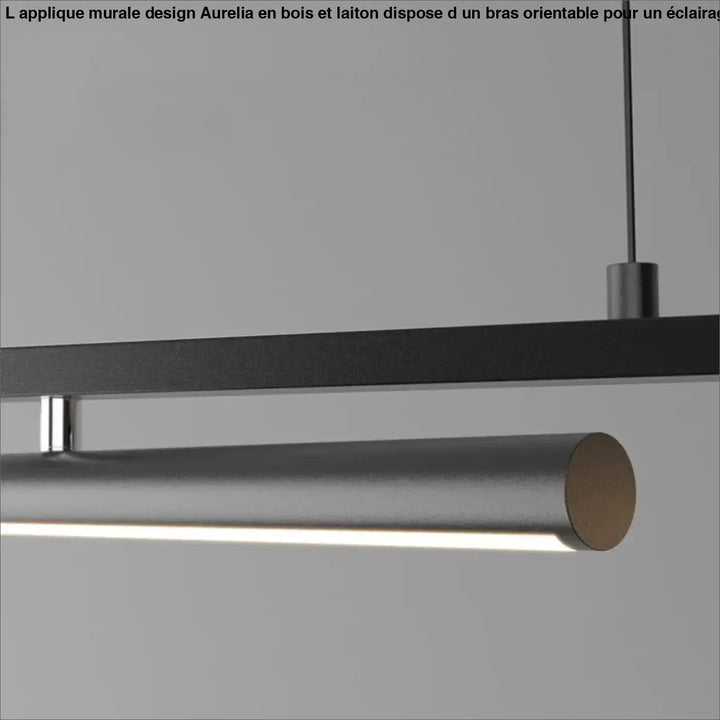Suspension luminaire shap y moderne en métal brossé noir avec design cylindrique diffuse une lumière blanche chaude