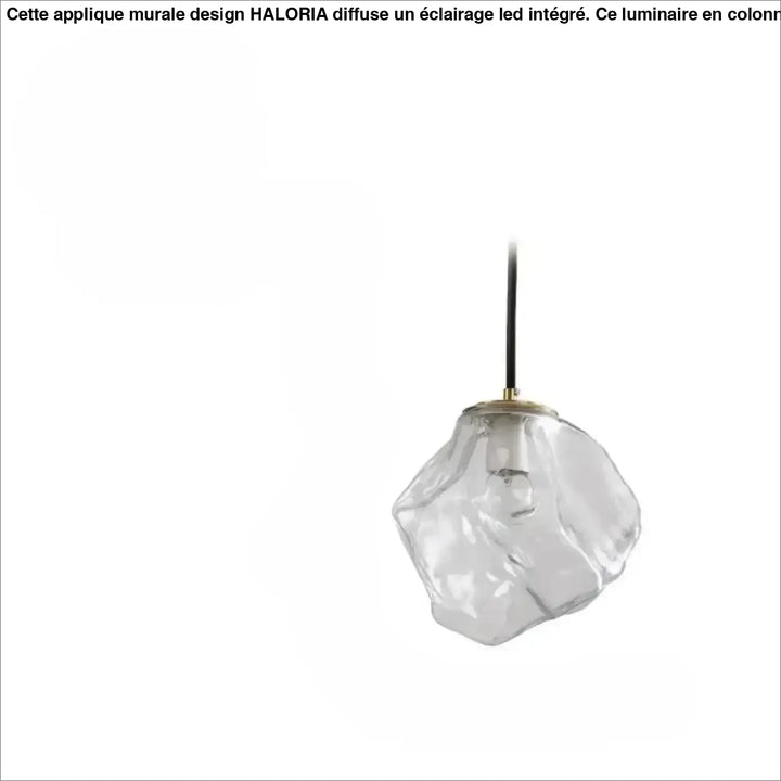 Suspension luminaire molty en verre façonné avec finition laiton et cordon noir pour un design élégant
