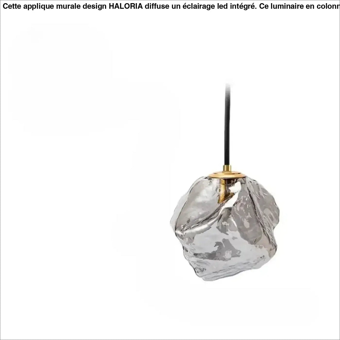 Suspension luminaire molty en verre façonné translucide avec fixation métal doré et cordon noir design élégant