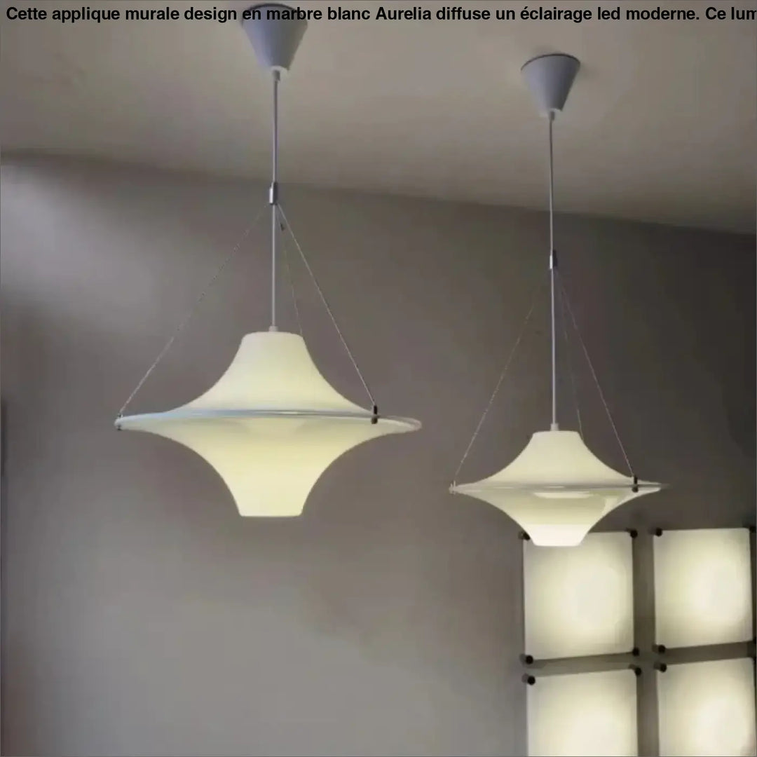Suspension LED blanche design ovni en acrylique mat