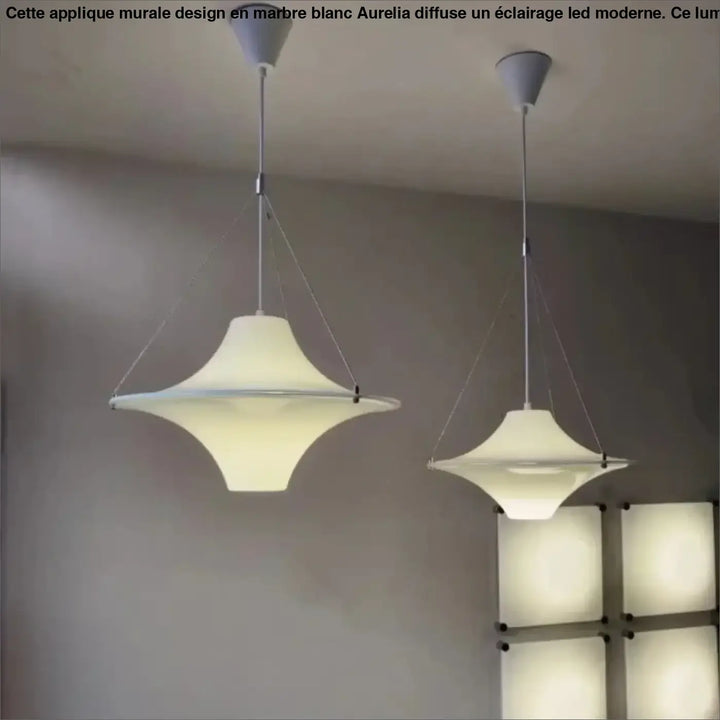 Suspension LED blanche design ovni en acrylique mat