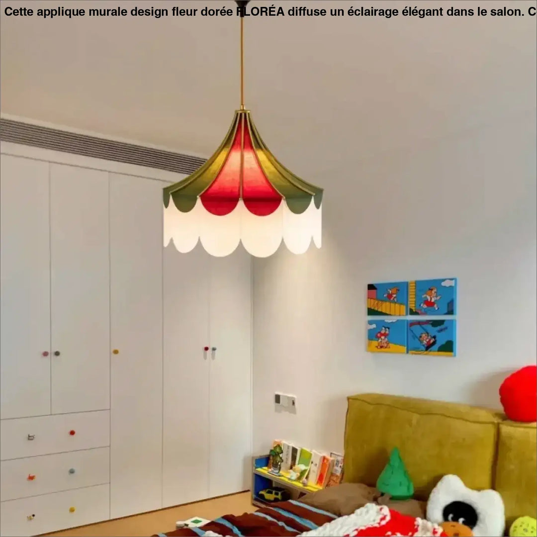 Suspension luminaire vintage en tissu coloré élégant style rétro chic