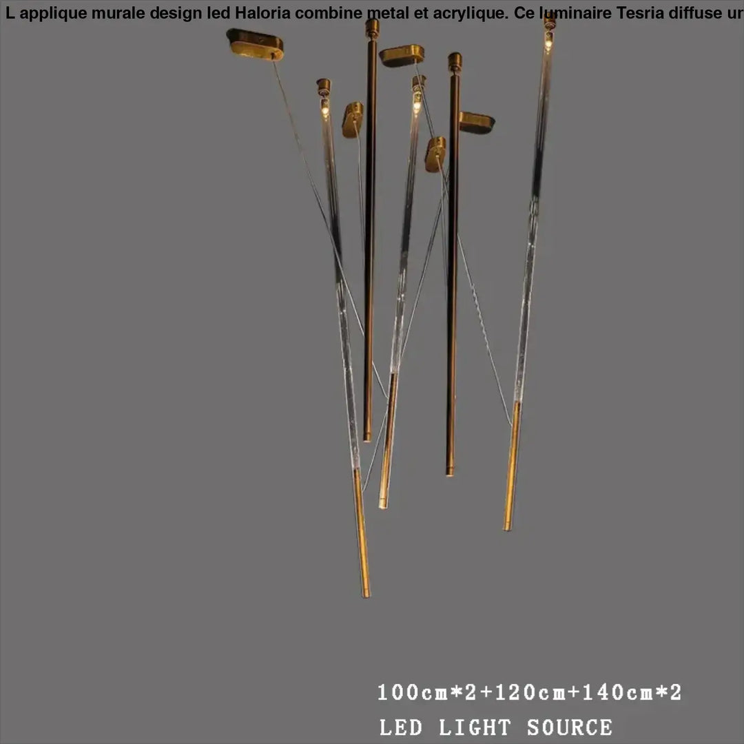 Suspension design artistique à tiges lumineuses led design