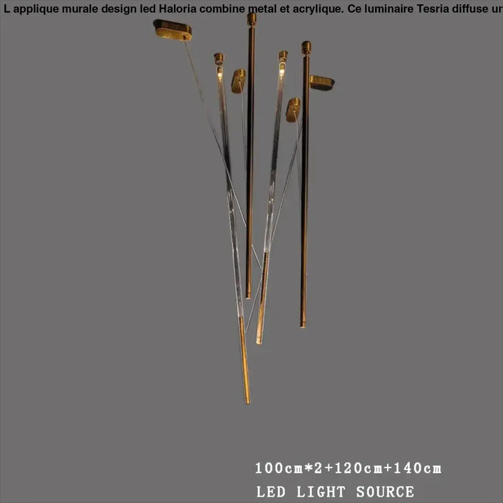 Suspension design artistique à tiges lumineuses led design