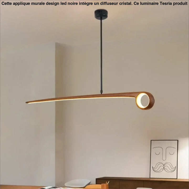 Suspension design led en bois massif linéaire élégante chic