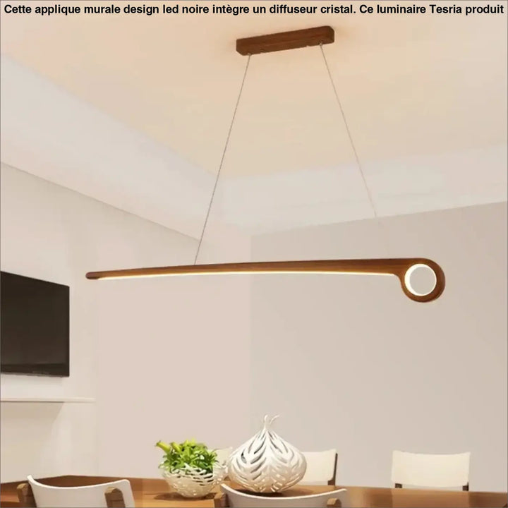 Suspension design led en bois massif linéaire élégante chic