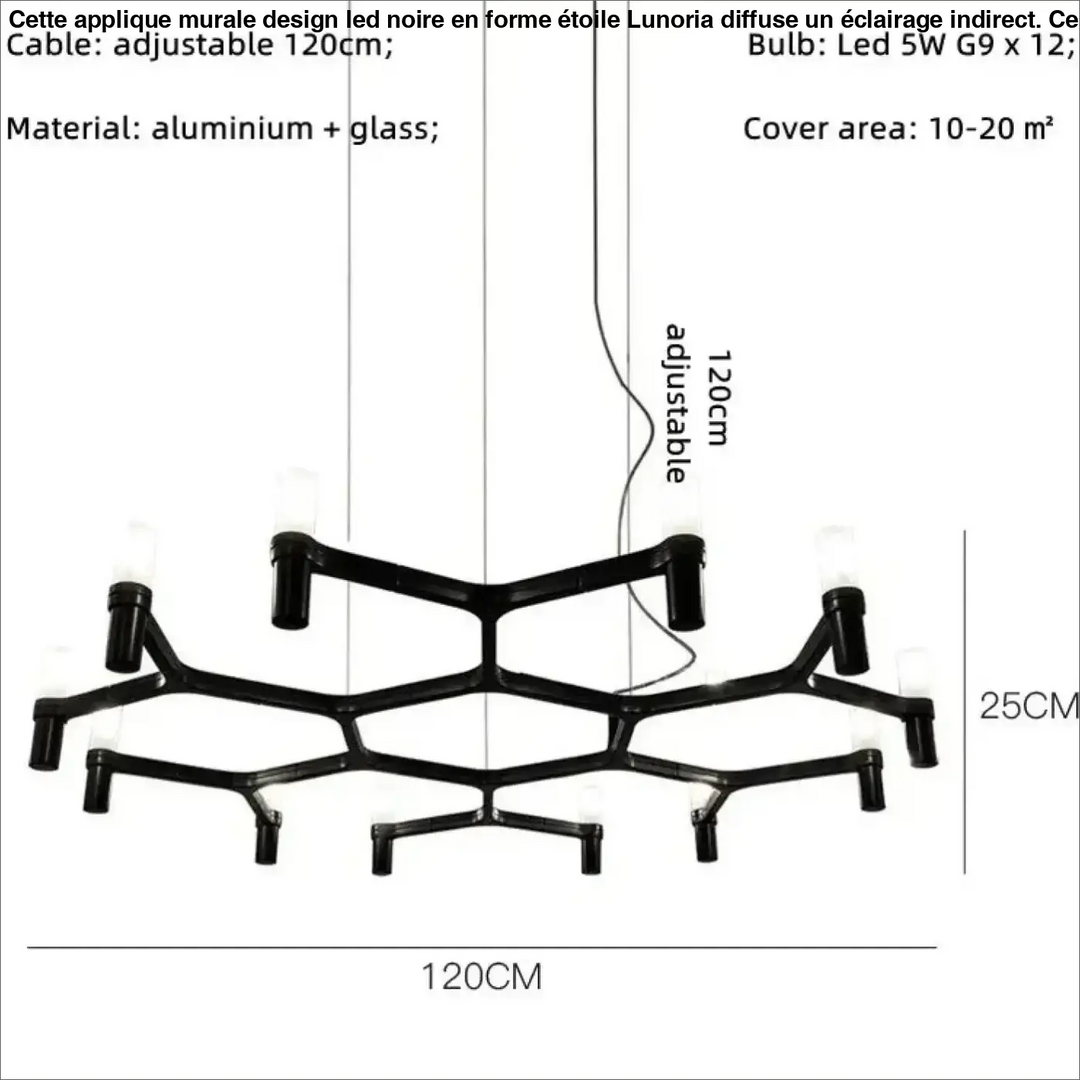 Suspension moderne aluminium verre ambiance chic noir