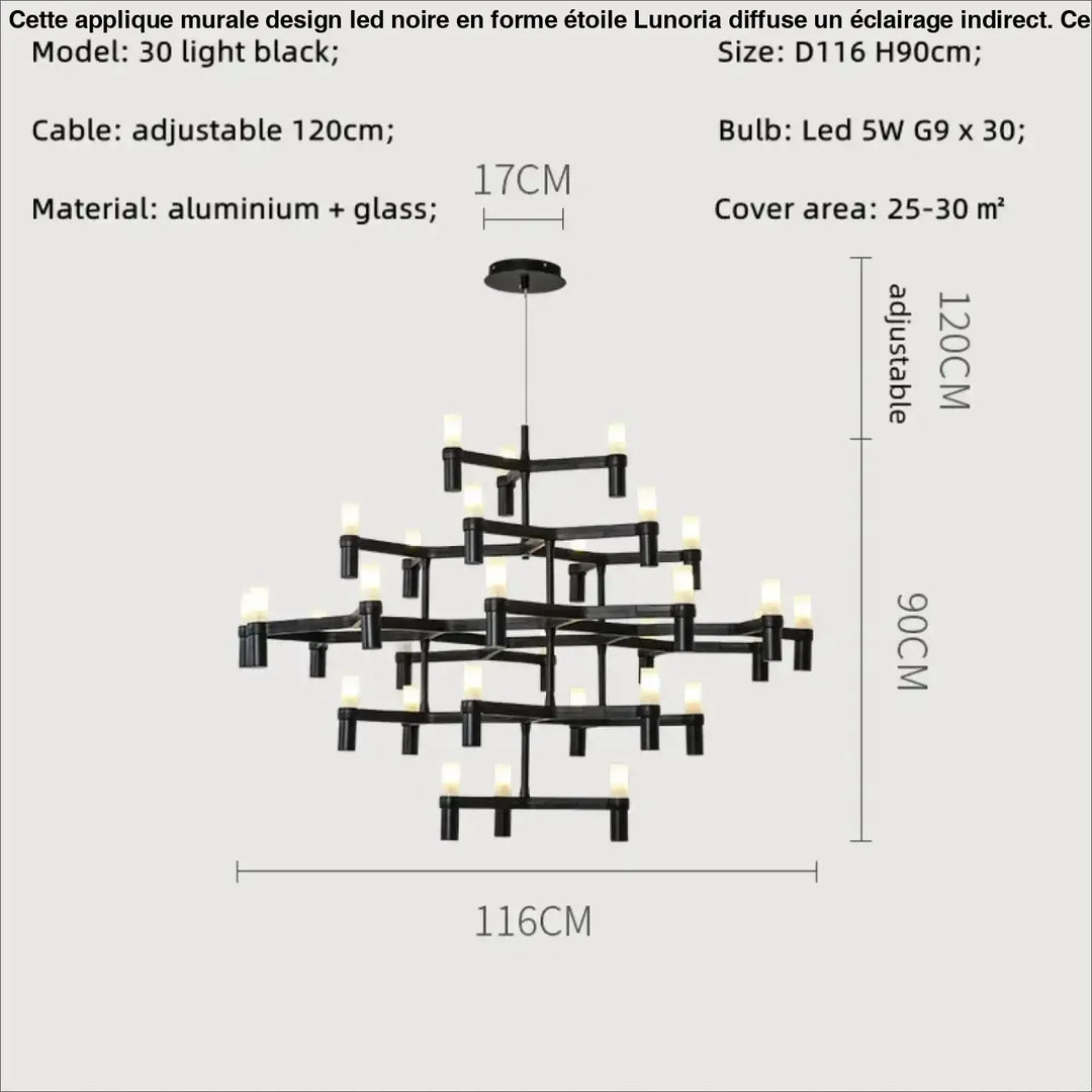 Suspension moderne aluminium verre ambiance chic noir