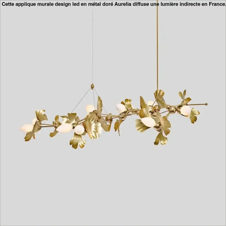Suspension luminaire dorée en forme de fleurs élégante et moderne
