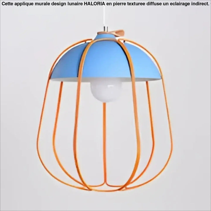Suspension luminaire caldera avec abat-jour dome bleu et structure en fil cuivre pour un style suspension luminaire rétro élégant plus qu’un simple éclairage