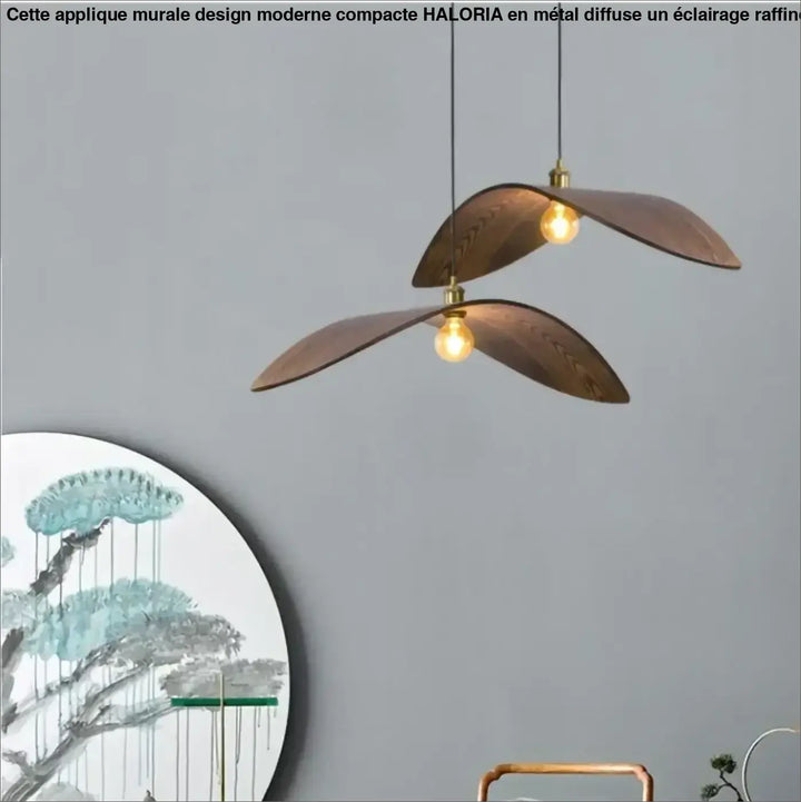 Suspension luminaire moderne en bois forme aile élégante