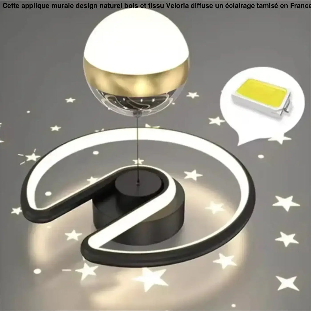 Plafonnier led design moderne noir et doré avec globe