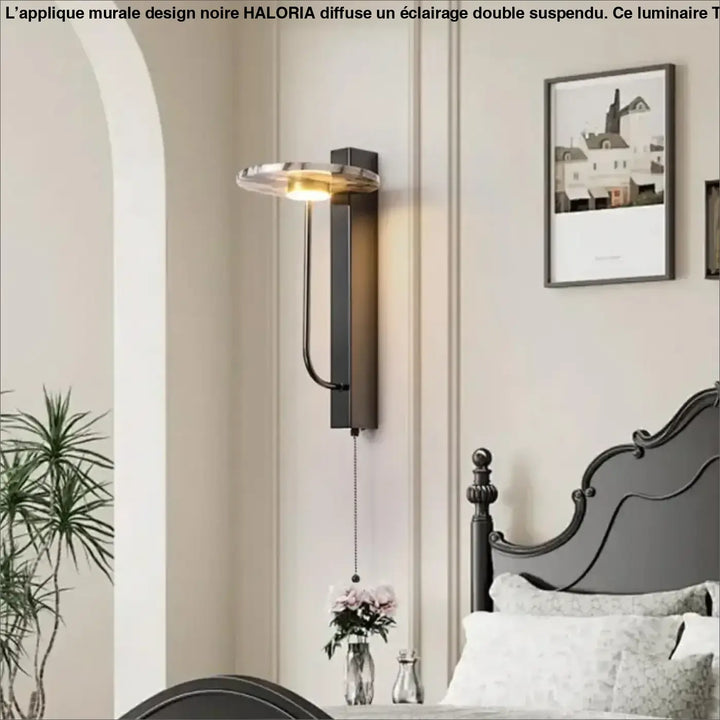 Applique Murale Minimaliste Noire Avec Éclairage Led Verticale