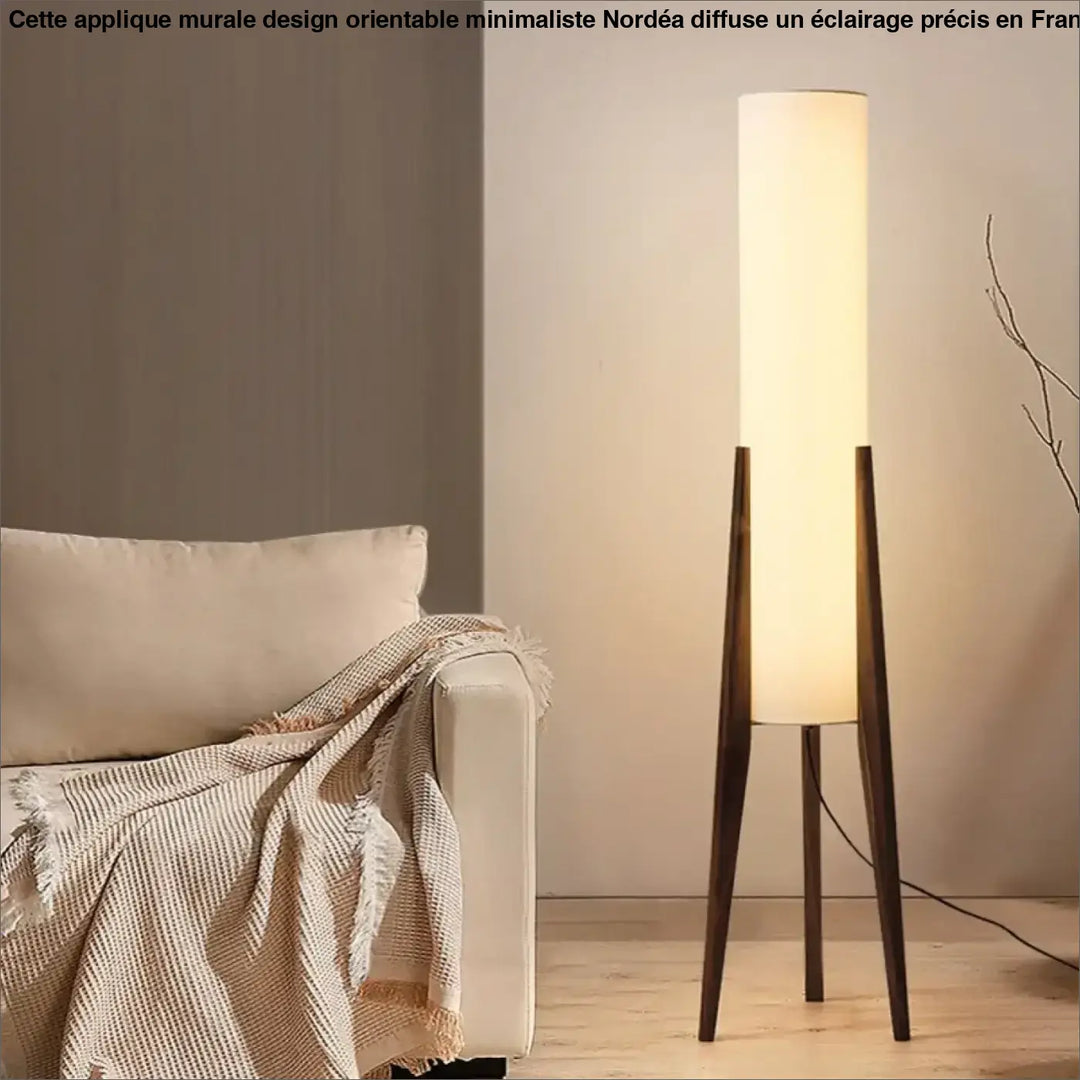 Lampadaire trépied en bois naturel style nordique modern