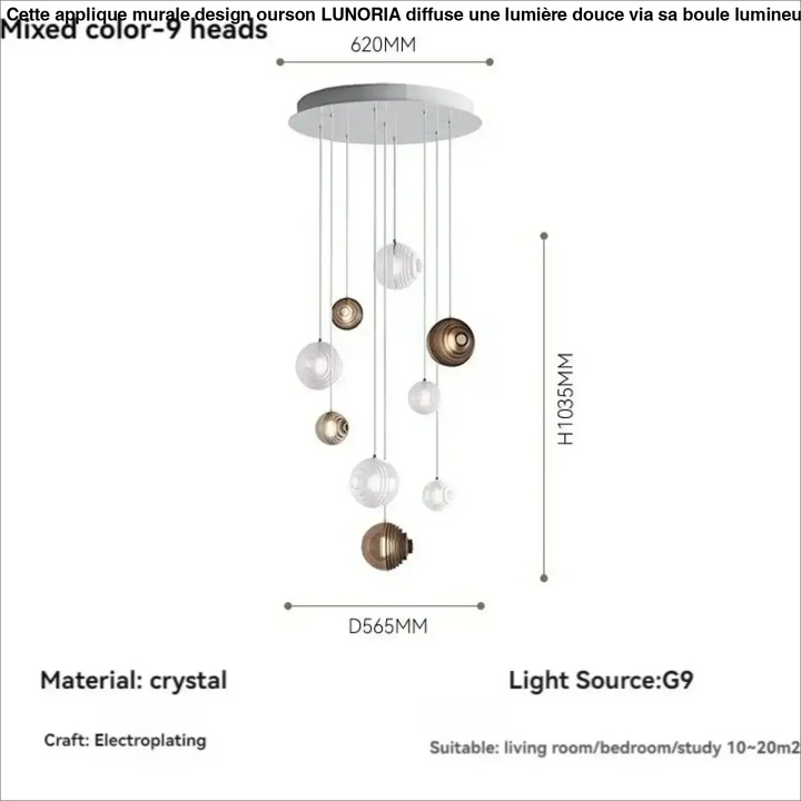 Suspension décorative haut de gamme en cristal élégante