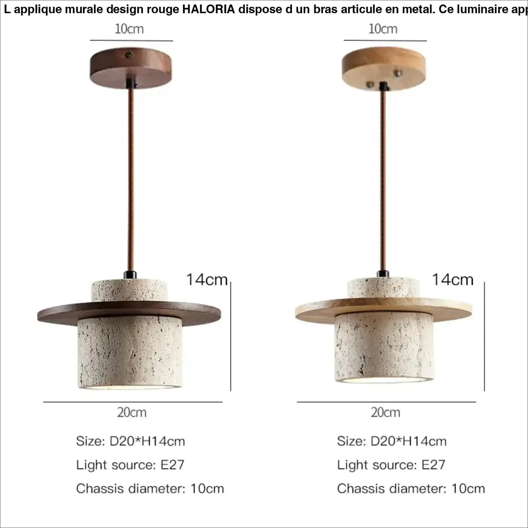 Suspension contemporain en marbre et bois naturel