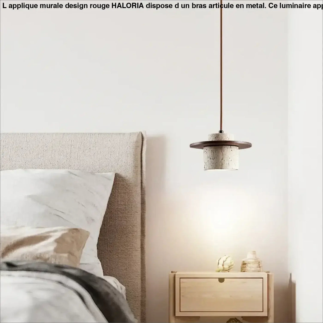 Suspension contemporain en marbre et bois naturel