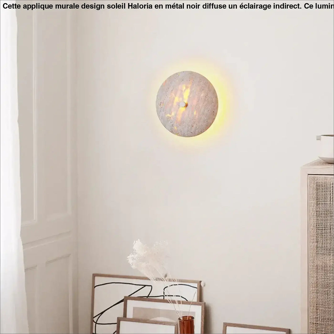 Applique murale minérale avec halo chaud et naturel