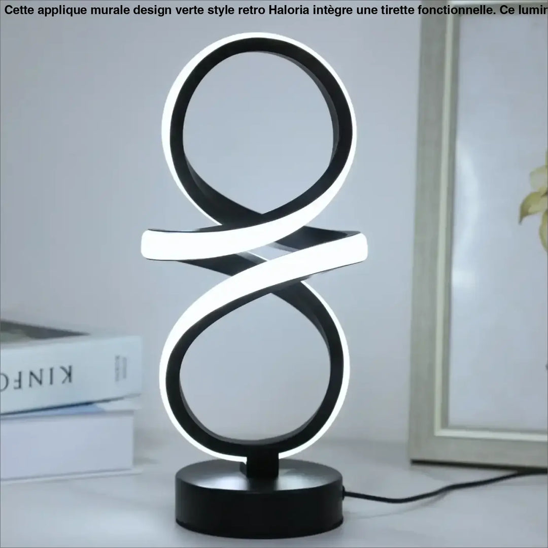Lampe de table creaspi led noir et blanc avec design moderne en spirale infini pour table spiral design