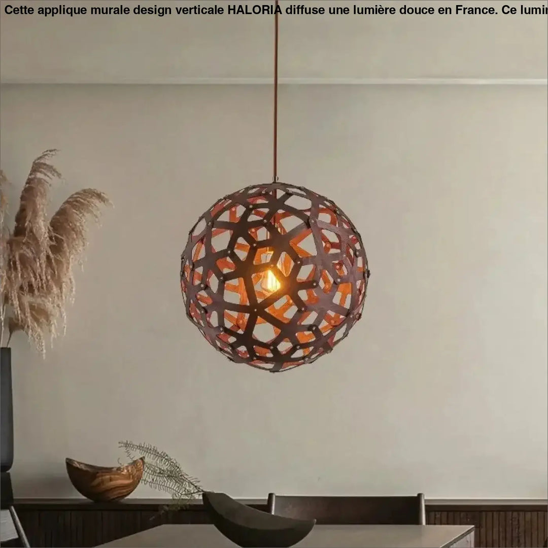 Suspension luminaire fractis lampe suspendue en métal brun foncé à motif géométrique diffusant une lueur ambrée pour manger salon