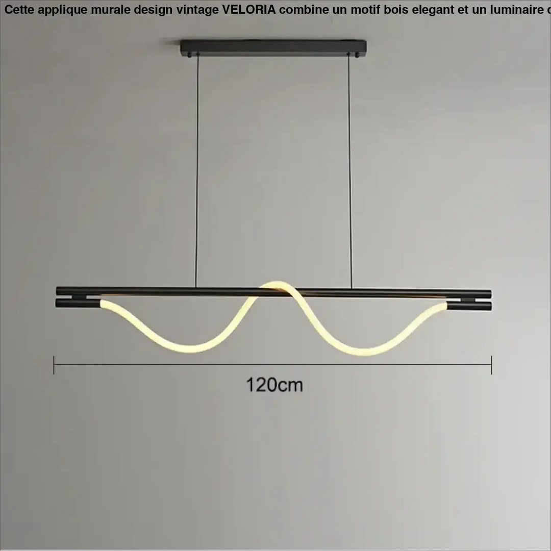 Applique murale design vintage veloria en métal noir avec motif led ondulé crème élégant et moderne
