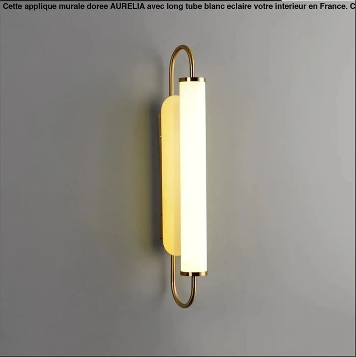 Applique Murale Dorée Avec Long Tube Blanc Pour Tête De Lit Élégante