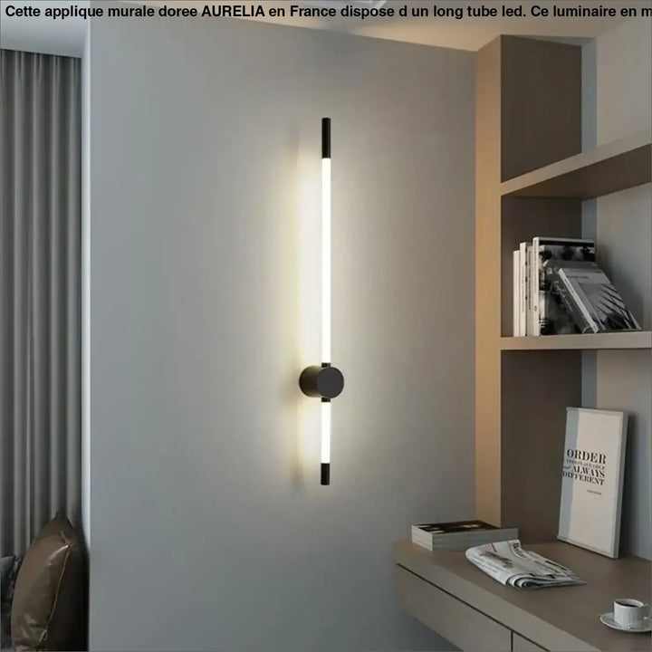 Applique Murale Dorée Avec Long Tube LED Design Contemporain