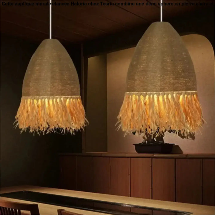 Suspension Rotin Naturel Avec Franges Design Bohème Chic

