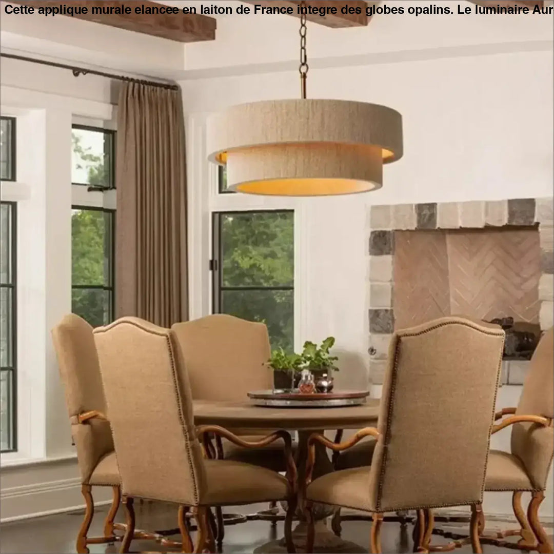 Suspension Rotin Beige Double Abat Jour Moderne