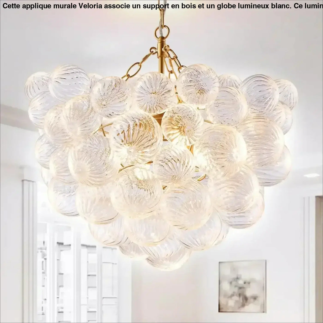 Suspension Design Avec Boules En Verre Blanc Élégant