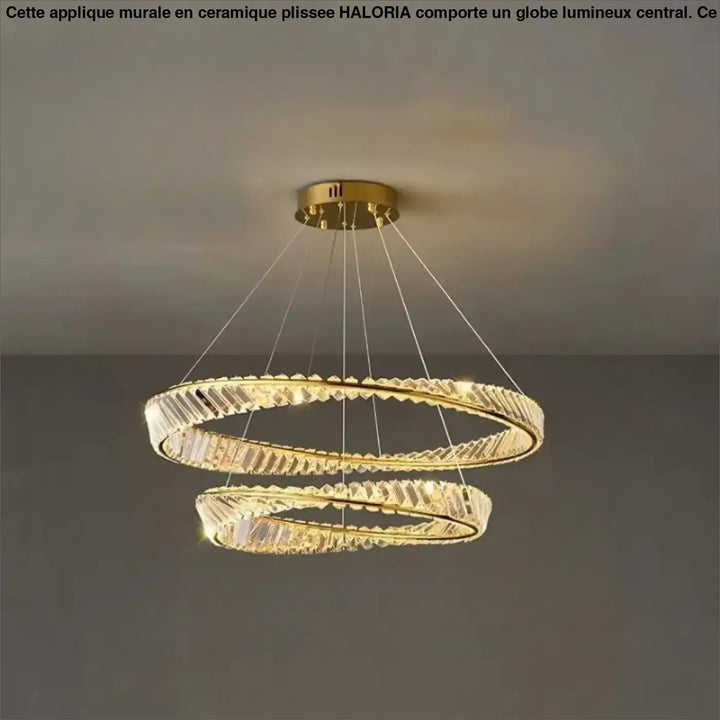 Suspension luminaire glinta en anneaux dorés avec accents de cristal facetté pour mètres carrés élégants ring ceiling light