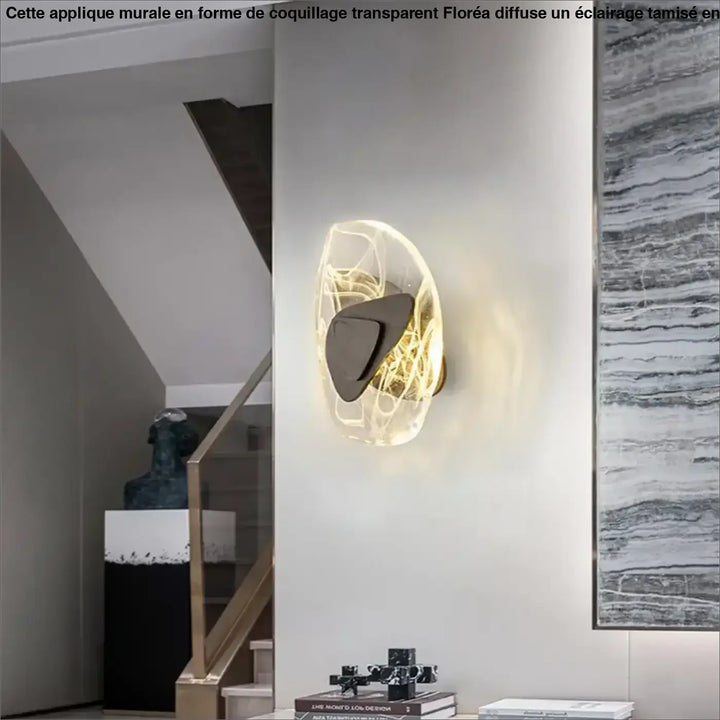 Applique Murale En Forme De Coquillage Transparent En Verre