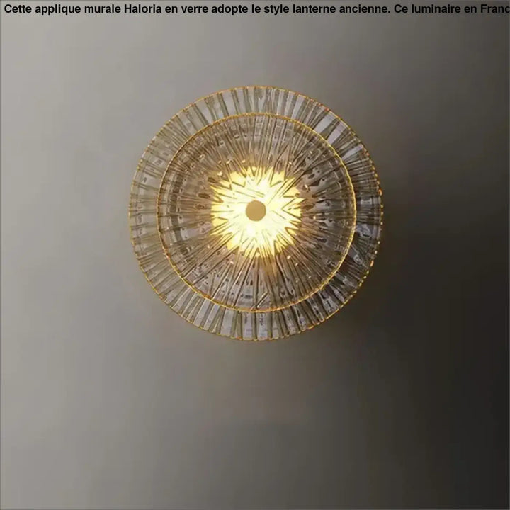Applique murale dorée ronde en verre


