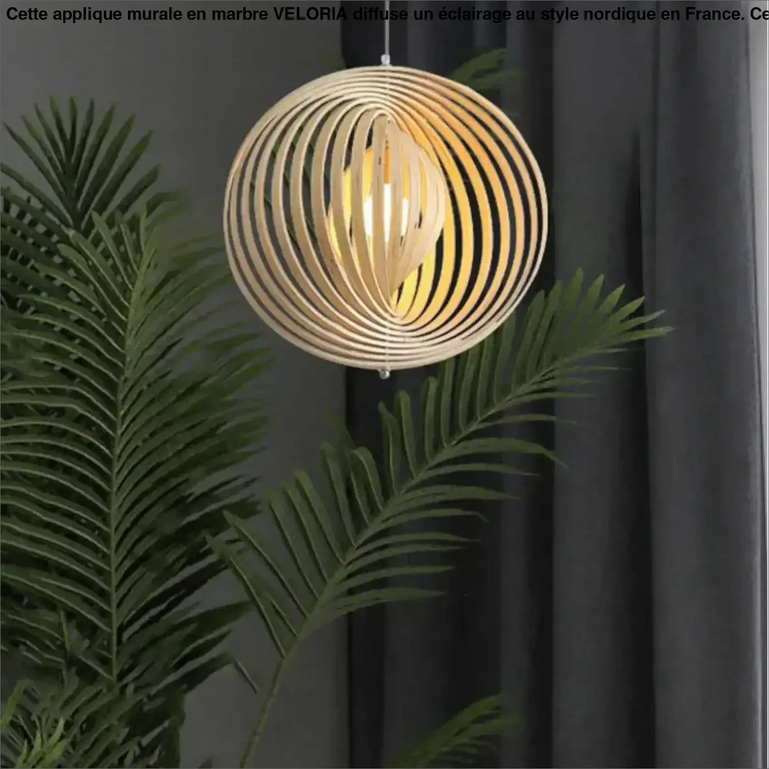 Suspension sphérique anneaux style graphique noir beige chic