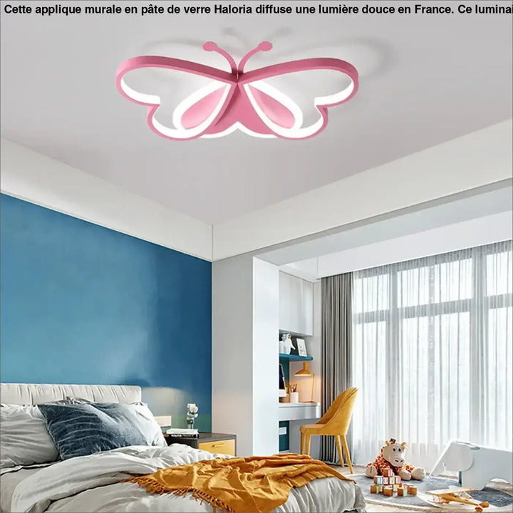 Plafonnier Papillon Rose LED Pour Chambre Enfant Fille

