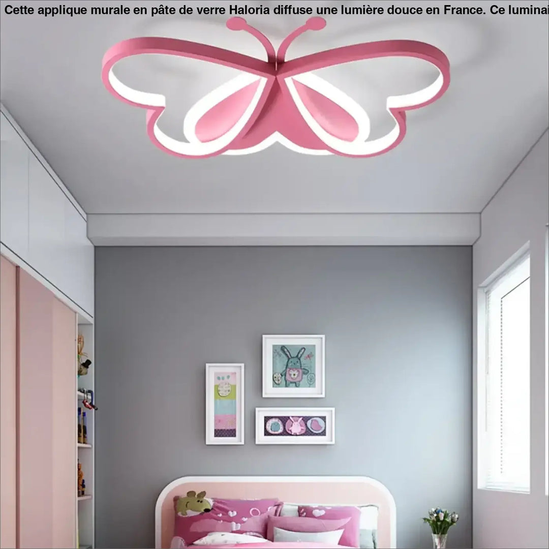 Plafonnier Papillon Rose LED Pour Chambre Enfant Fille


