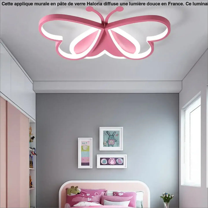 Plafonnier Papillon Rose LED Pour Chambre Enfant Fille

